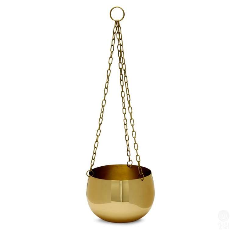 Real Brass Hanging Planter, 22cm Plant and Pot NZ
