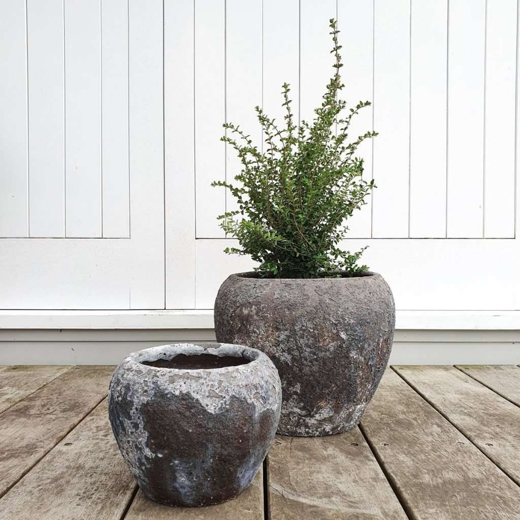 Juliet Pot Set of 2 Outdoor Planters Ancient Finish plantandpot.nz